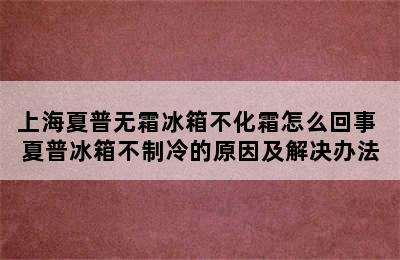 上海夏普无霜冰箱不化霜怎么回事 夏普冰箱不制冷的原因及解决办法